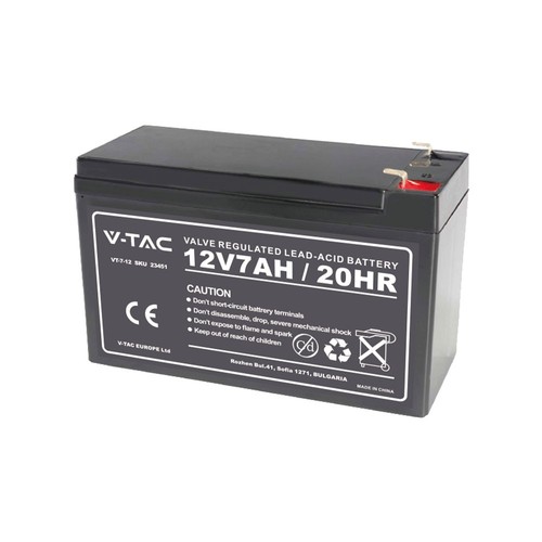 12V / 7Ah blybatteri - 151x65x100mm, oppladbart, VRLA AGM batteri
