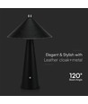 3W oppladbar LED bordlampe med touch dim - 3-i-1 CCT, sort lær, 4000mAh batteri, USB-C, 20x33 cm