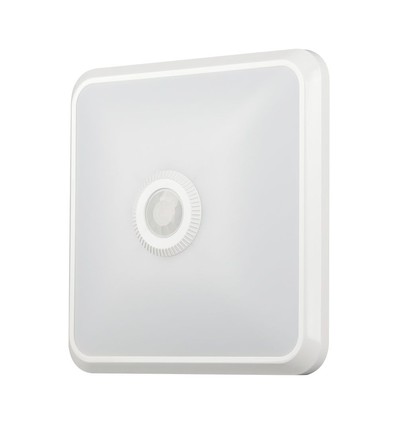 12W LED sensorlampe med Samsung Chip - 3-i-1 CCT, kvadratisk, hvit, 360° PIR sensor, IP20