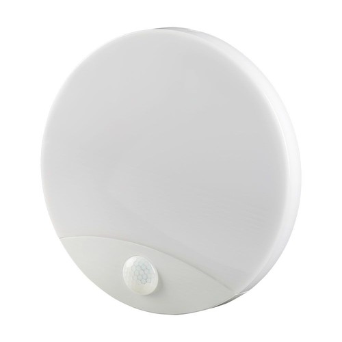 Samsung chip 15W LED vegglampe - PIR sensor, 3i1, rund, hvit hus.