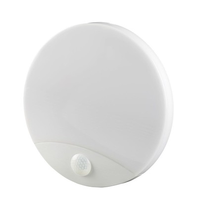 Samsung chip 15W LED vegglampe - PIR sensor, 3i1, rund, hvit hus.