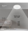 Samsung chip 15W LED vegglampe - PIR sensor, 3i1, rund, hvit hus.