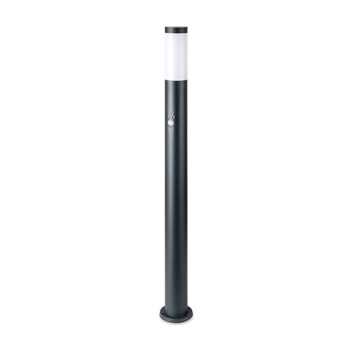 110cm E27 hagelampe med sensor - IP44, rustfritt stål, antrasitt, PIR sensor, uten lyskilde
