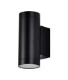 GU10 vegglampe med opp/ned lys - IP54 utendørs, sort, rund, aluminium, uten lyskilde
