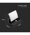 17W LED vegglampe med sensor - IP65, 4000K, sort, PIR bevegelsessensor, utendørs