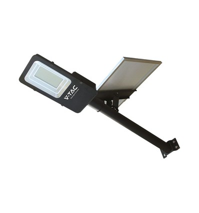 50W Hybrid LED gatelykt med solcelle - 4000lm, IP65, 4000K, 50.000mAh batteri