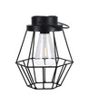 Hengende solcelle LED lanterne, 0,5W - Sort metall, vintage design, 2700K, IP44, 1.2V oppladbar, m. hank