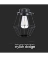 Hengende solcelle LED lanterne, 0,5W - Sort metall, vintage design, 2700K, IP44, 1.2V oppladbar, m. hank