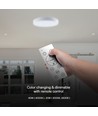 V-Tac Rund 40W LED taklampe, CCT - 3 lysfarger og dimming via fjernkontroll, Ø40cm