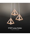 3xE27 Designer pendeloppheng i tre - Brun, 26x26cm, 1m ledning, uten lyskilde