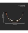 12W Designer taklampe - 1440lm, L166cm, metall, brun