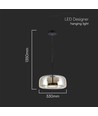 6W LED Pendel - Designerlampe, 3000K, Metall+Glass, Hus