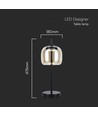 7W Designer LED bordlampe - 700lm, 3000K, metall og glass, Ø12 x 22,5 cm