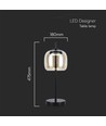 LED Designer Bordlampe - 3000K, Metall+Glass, Hus