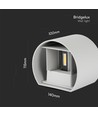 5W LED vegglampe med opp/ned lys - IP65 utendørs, grå, rund, 4000K, inkl. lyskilde