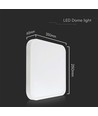 V-Tac 18W LED taklampe - Samsung Chip, 25 x 25cm, hvit kant, IP44, inkl. lyskilde