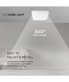 V-Tac 18W LED taklampe - Samsung Chip, 25 x 25cm, hvit kant, IP44, inkl. lyskilde