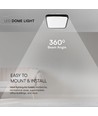 24W LED taklampe, kvadratisk - Samsung LED chip, 4000K, sort kant, IP44, 295x295mm