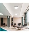 24W LED taklampe med Samsung chip, kvadratisk - 2500lm, IP44, sort kant, 6500K
