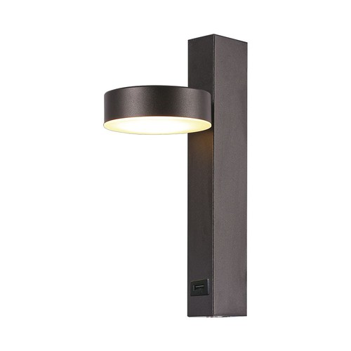 8W Vegglampe - LED, USB-funksjon, 3000K, akryl, svart.