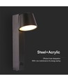 8W LED Vegglampe - 3000K, USB-funksjon, akryl, svart
