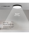 18W LED Dome Lys - 3000K, Rund, Svart Ramme, IP44, med Samsung Chip.