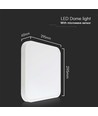 18W LED Dome Lys - Sensor, Samsung Chip, 4000K, Firkantet, Hvit Ramme, IP44
