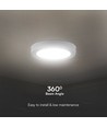 12W LED taklampe - Ø16,7cm, 6500K - kaldhvit, IP20, hvit kant, rund, 5 års garanti
