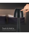 3W oppladbar LED bordlampe, sort - Dimbar CCT, 3-trinns touch, inkl. USB kabel