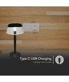 3W LED oppladbar bordlampe, sort - Ø13cm, 3-trinns dimbar, 3-i-1 CCT, inkl. USB-C kabel