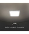 18W kvadratisk LED taklampe - 21,4x21,4cm, 100lm/W, hvit kant, 6500K