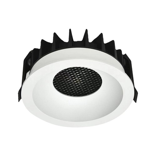 12W Ø8,6cm Blendfri CCT Downlight RA90 - Hull: Ø7,5 cm, Mål: Ø8,6 cm, 3 lysfarger, hvit front, Honeycomb
