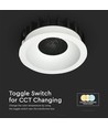 12W Ø8,6cm Blendfri CCT Downlight RA90 - Hull: Ø7,5 cm, Mål: Ø8,6 cm, 3 lysfarger, hvit front, Honeycomb