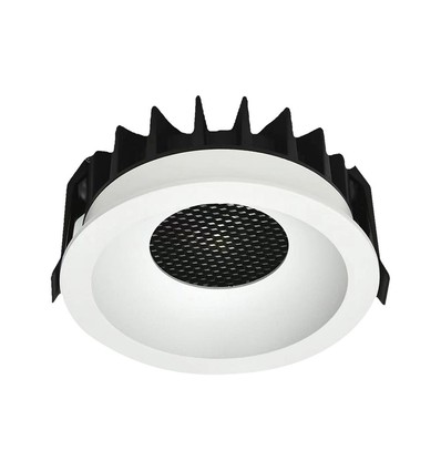 18W Ø10,6cm Blendfri CCT Downlight RA90 - Hull: Ø9,5 cm, Mål: Ø10,6 cm, 3 lysfarger, hvit front, Honeycomb