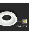 18W Ø10,6cm Blendfri CCT Downlight RA90 - Hull: Ø9,5 cm, Mål: Ø10,6 cm, 3 lysfarger, hvit front, Honeycomb