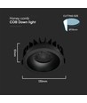 24W Ø13,5cm Blendfri CCT Downlight RA90 - Hull: Ø115mm, Ytre mål: Ø135mm, 3 lysfarger, sort front, Honeycomb