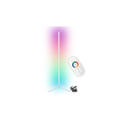 20 Watt hjørnelampe i RGB med fjernkontroll - Hvit, 140cm høy, styres medfølgende fjernkontrollen