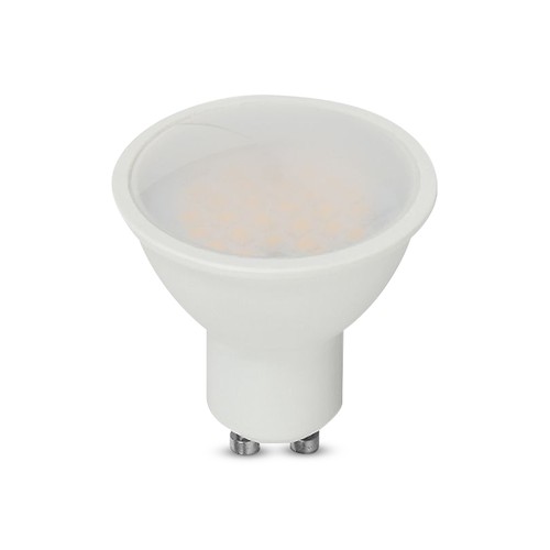 10W GU10 - LED, plast, spotlight, melkeaktig deksel, 3000K.