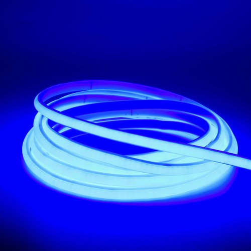 5 m.vanntett Blå Neon COB LED strip - 230V, IP67, 288 LED, 11,5W/m, kan kuttes hver 10cm