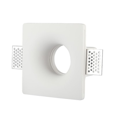 Firkantet GU10 gips innbyggingsspot - Hvit, 123x123 mm hull, IP20, uten lyskilde