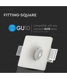 Firkantet GU10 gips innbyggingsspot - Hvit, 123x123 mm hull, IP20, uten lyskilde