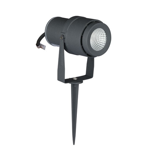 12W LED hagespot med spyd - IP65, 3000K, grå, 20 grader, aluminium