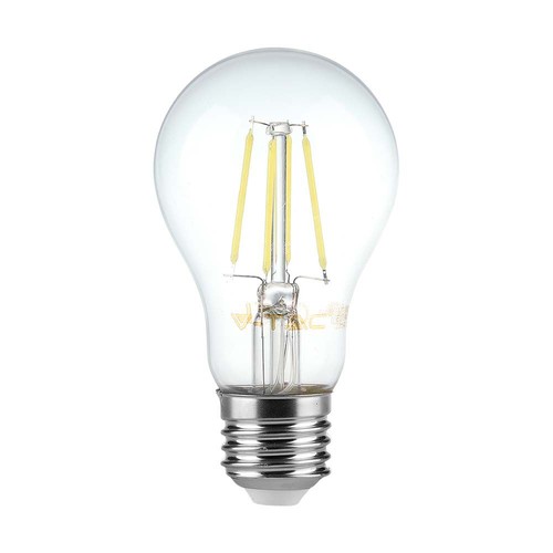 A60 12W LED Filament Pære E27 - Klart Deksel, 4000K.