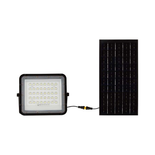 80W Solcelle LED lyskaster med fjernkontroll - 800lm, IP65, 4000K, sort, inkl. 10W solcellepanel og batteri