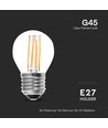 E27 6W LED kronepære - G45, kulltråd, klar, 230V