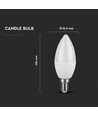 E14 6,5W LED kronepære - 600lm, plast, 3000K