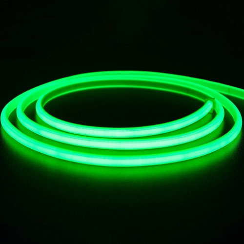 5 m.vanntett Grønn Neon COB LED strip - 230V, IP67, 288 LED, 11,5W/m, kan kuttes hver 50cm