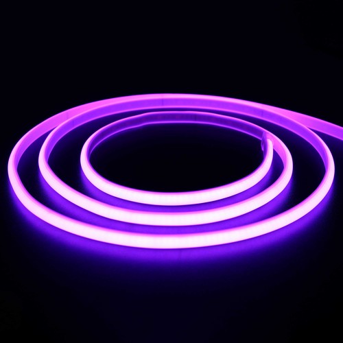 5m 11,5W/m Lilla Neon COB strip - 230V, IP67 vanntett, 288 LED, Kan klippes for hver 10cm