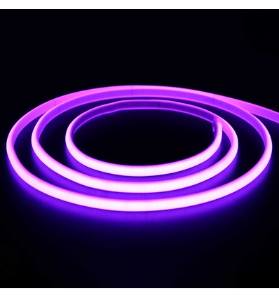 5 m.vanntett Lilla Neon COB LED strip - 230V, IP67, 288 LED, 11,5W/m, kan kuttes hver 10cm