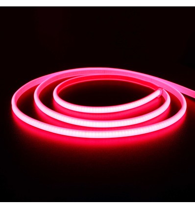 5 m.vanntett Rød Neon COB LED strip - 230V, IP67, 288 LED, 11,5W/m, kan kuttes hver 10cm